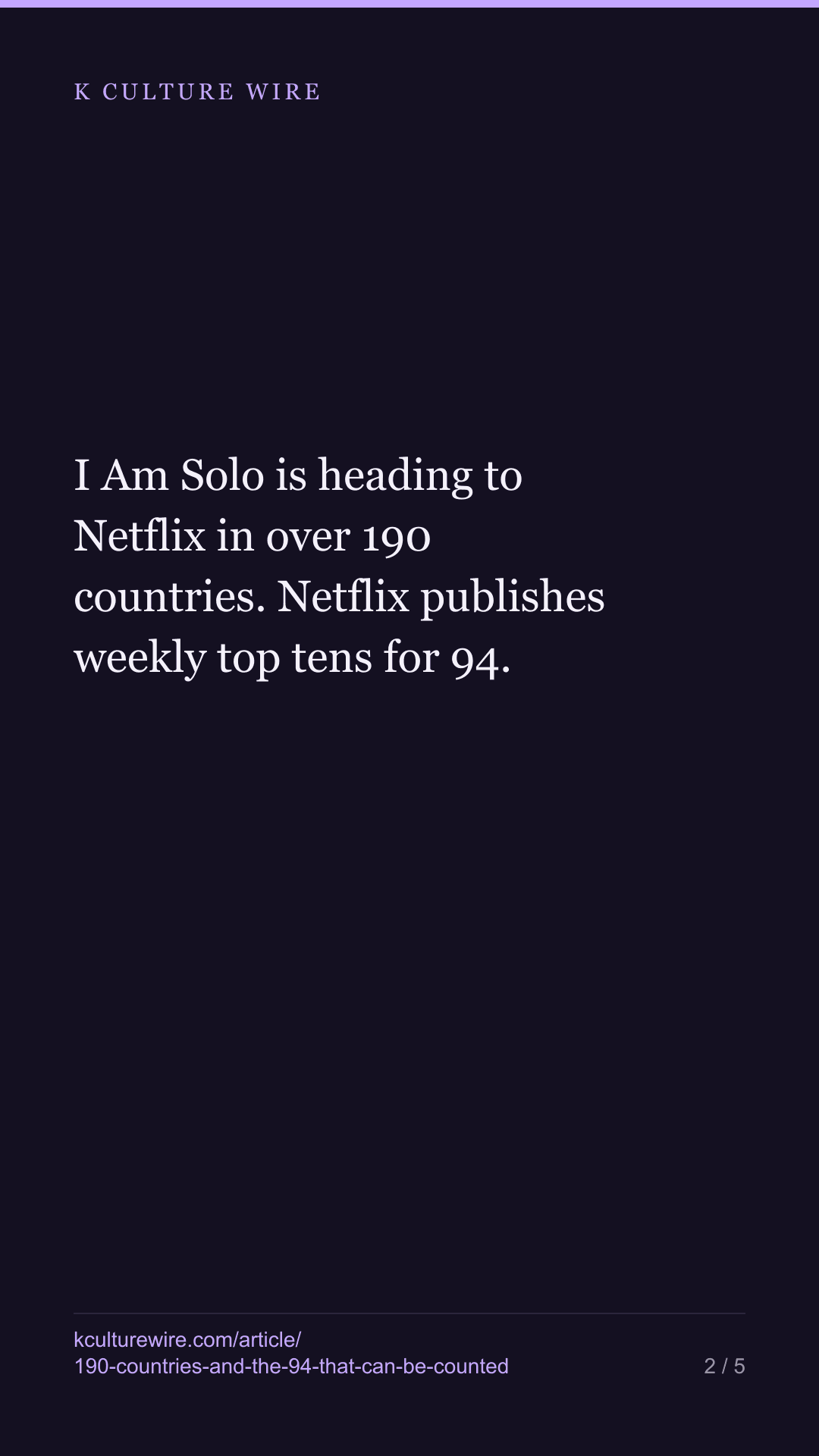 A show is announced for 190 countries. Only 94 can be counted — tall card 2 of 5