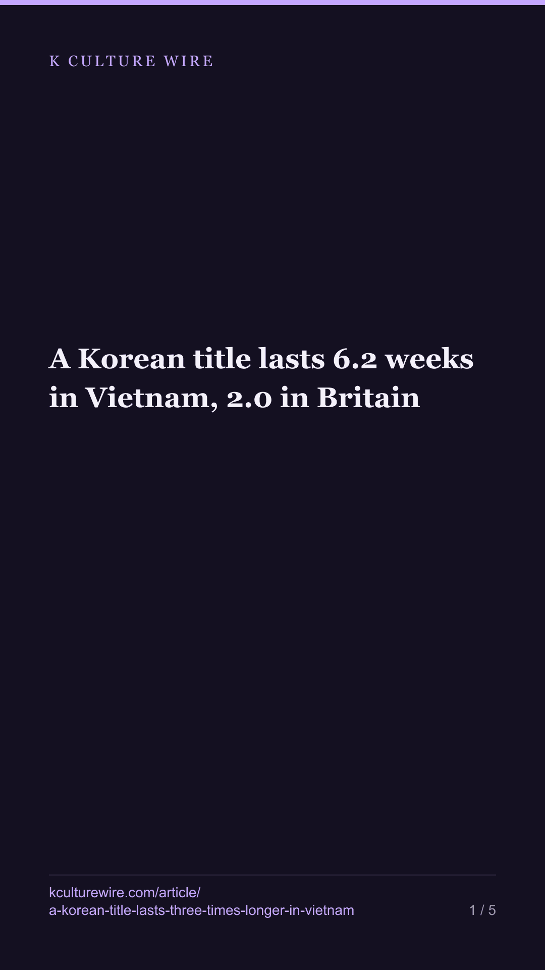 A Korean title lasts 6.2 weeks in Vietnam, 2.0 in Britain — tall card 1 of 5