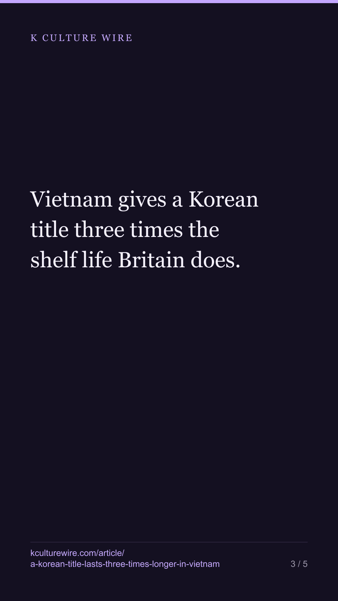 A Korean title lasts 6.2 weeks in Vietnam, 2.0 in Britain — tall card 3 of 5