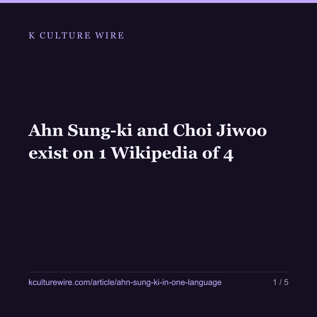 Ahn Sung-ki and Choi Jiwoo exist on 1 Wikipedia of 4 — card 1 of 5