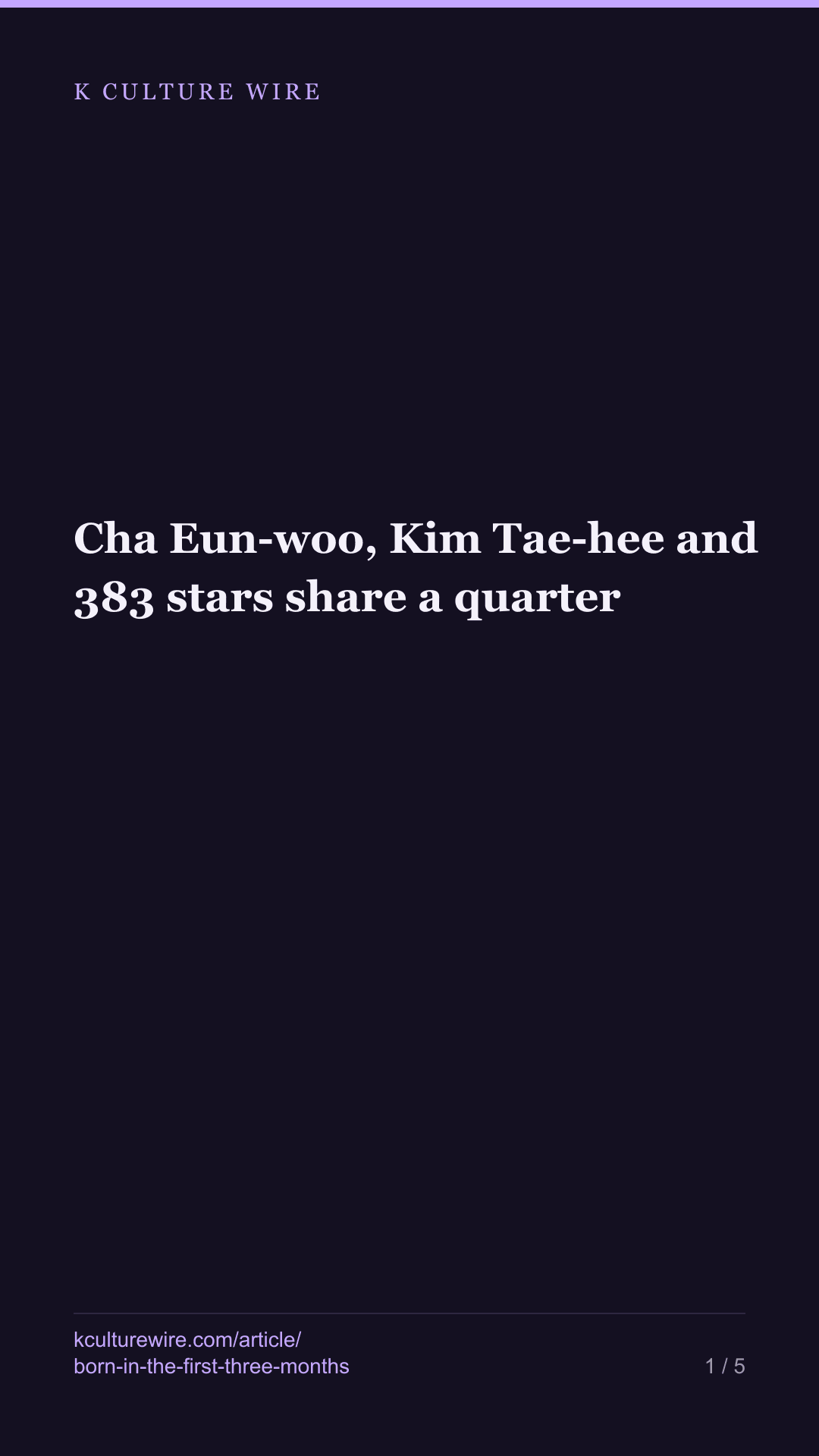 Cha Eun-woo, Kim Tae-hee and 383 stars share a quarter — tall card 1 of 5