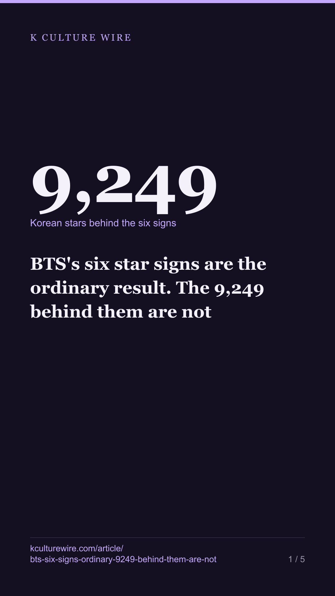 BTS's six star signs are the ordinary result. The 9,249 behind them are not — tall card 1 of 5