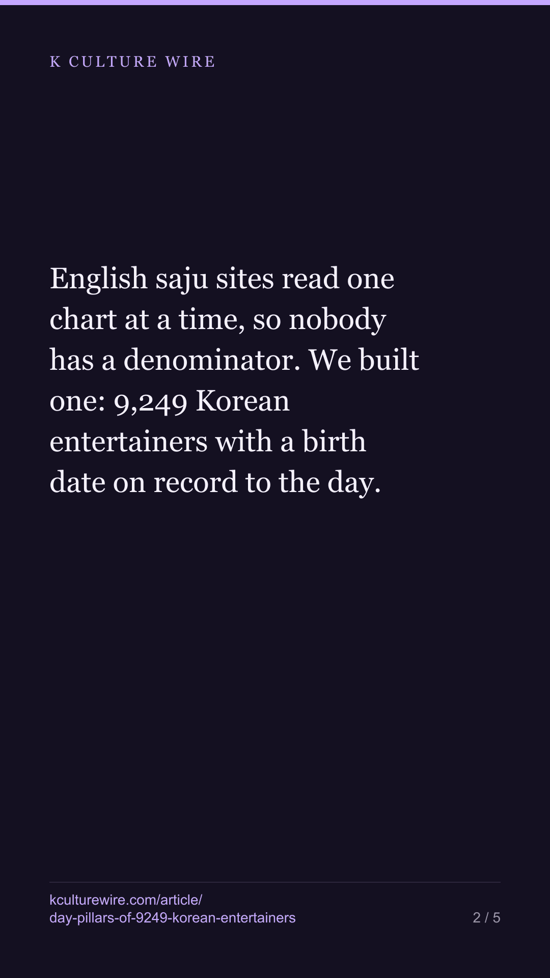 Day pillars for 9,249 Korean entertainers, IU and BTS in — tall card 2 of 5