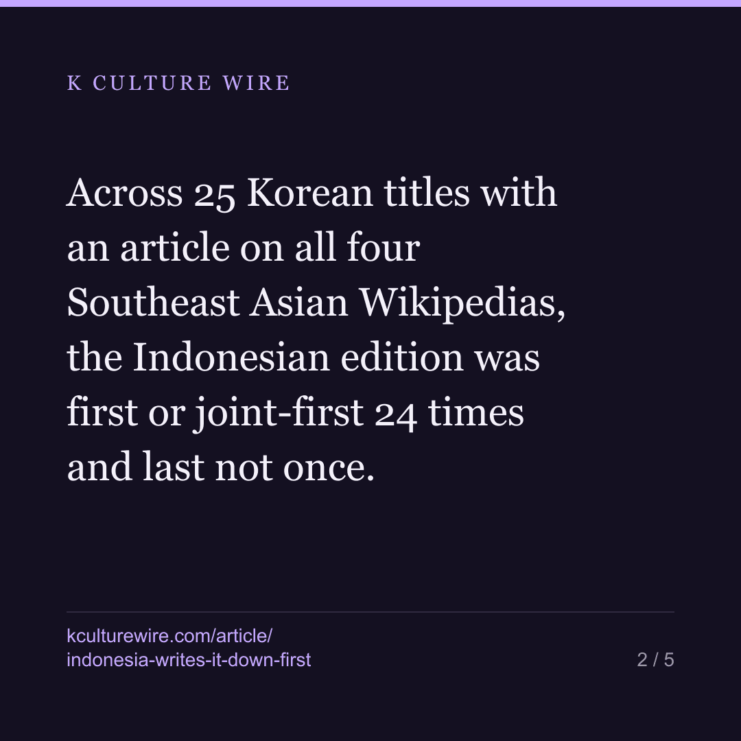 One Wikipedia writes Korean titles first — not the biggest — card 2 of 5