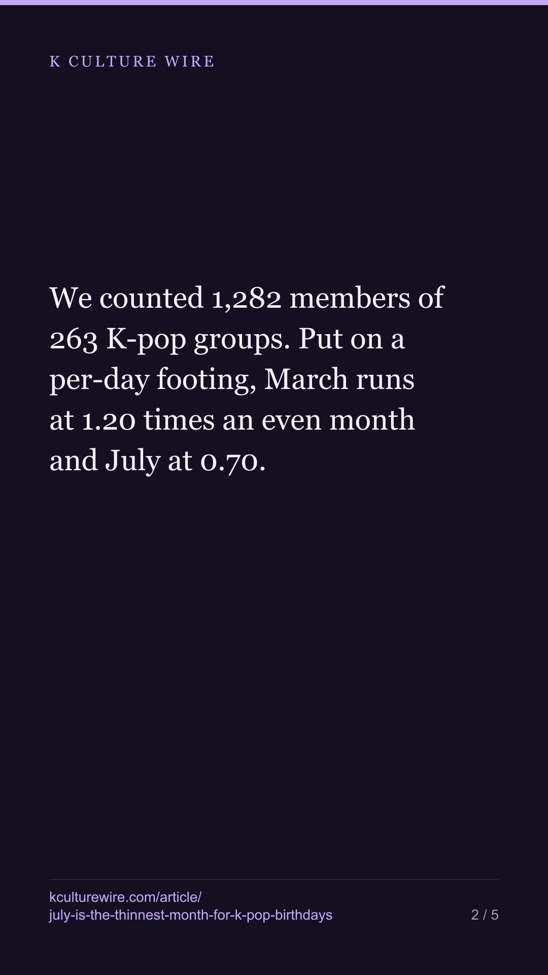 July is the thinnest month for K-pop idol birthdays, March the fullest — tall card 2 of 5