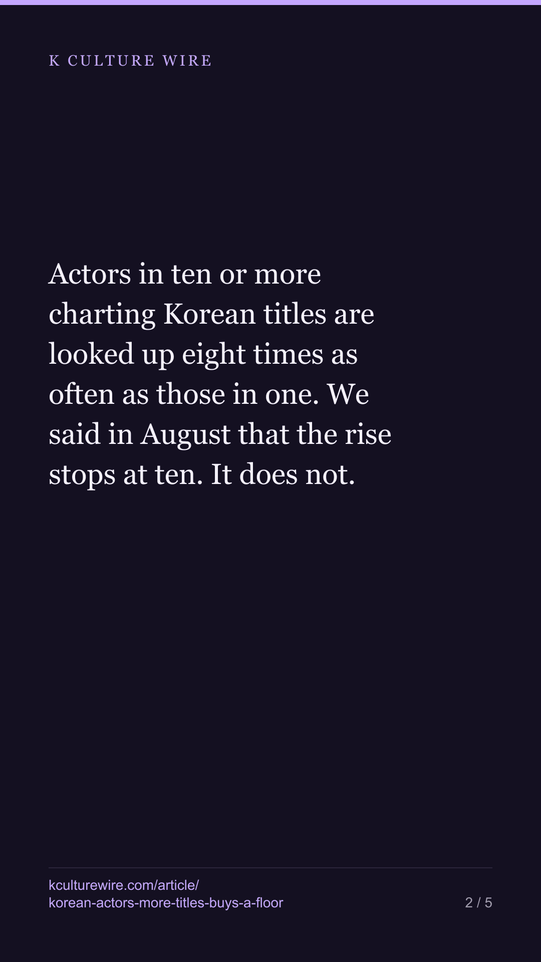 Ma Dong-seok has 21 titles. Steven Yeun is read 2x more — tall card 2 of 5