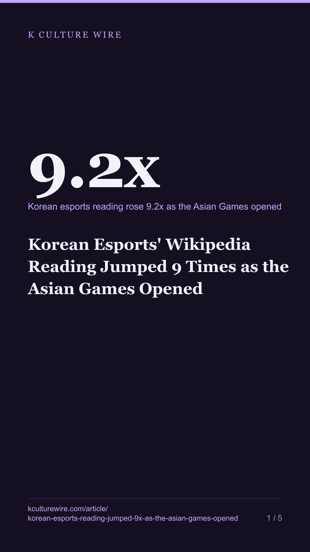 Korean Esports' Wikipedia Reading Jumped 9 Times as the Asian Games Opened — tall card 1 of 5