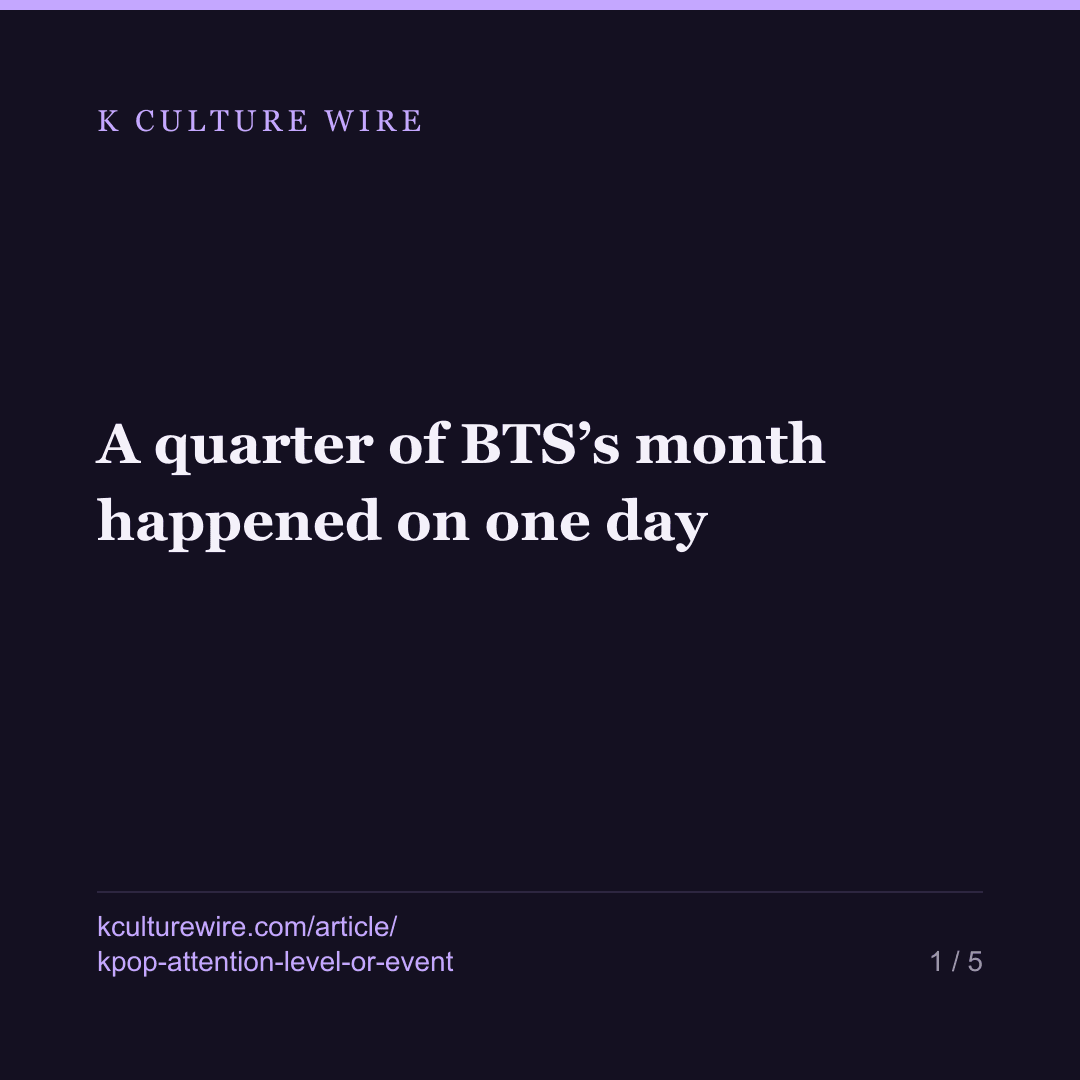 A quarter of BTS’s month happened on one day — card 1 of 5