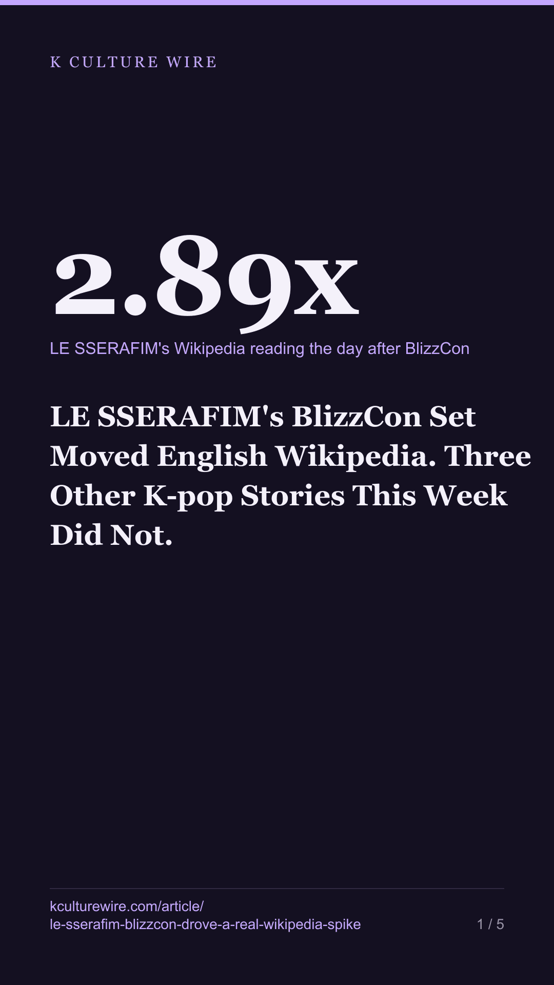 LE SSERAFIM's BlizzCon Set Moved English Wikipedia. Three Other K-pop Stories This Week Did Not. — tall card 1 of 5