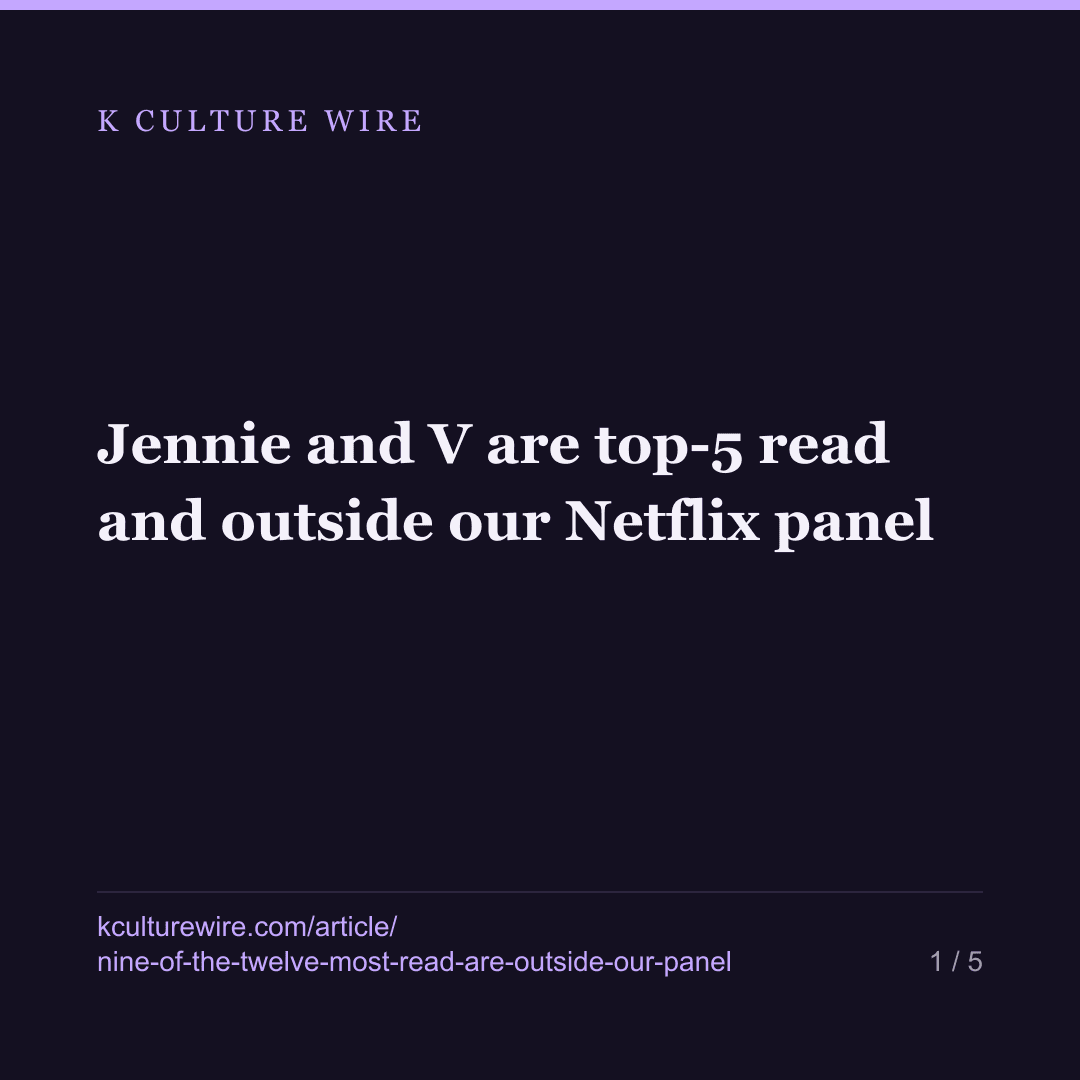 Jennie and V are top-5 read and outside our Netflix panel — card 1 of 5