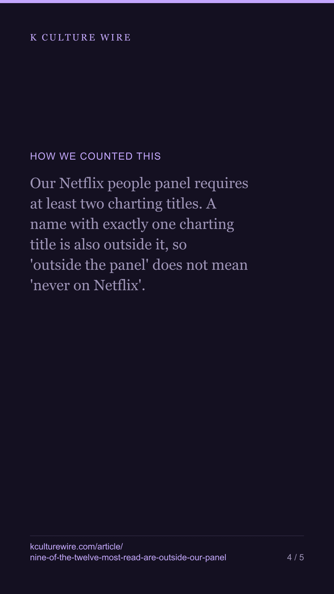 Jennie and V are top-5 read and outside our Netflix panel — tall card 4 of 5