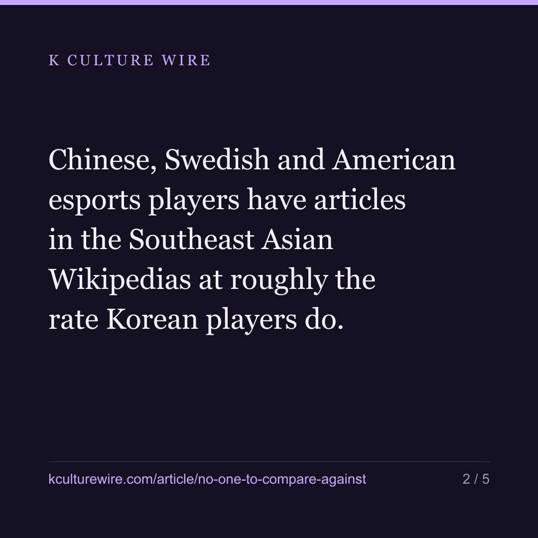 We looked for a country to compare Korean esports against — card 2 of 5