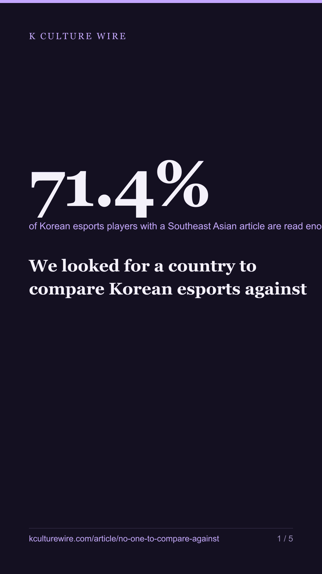 We looked for a country to compare Korean esports against — tall card 1 of 5