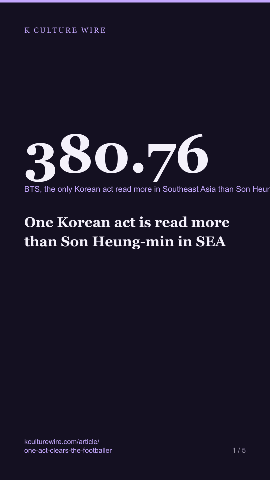 One Korean act is read more than Son Heung-min in SEA — tall card 1 of 5