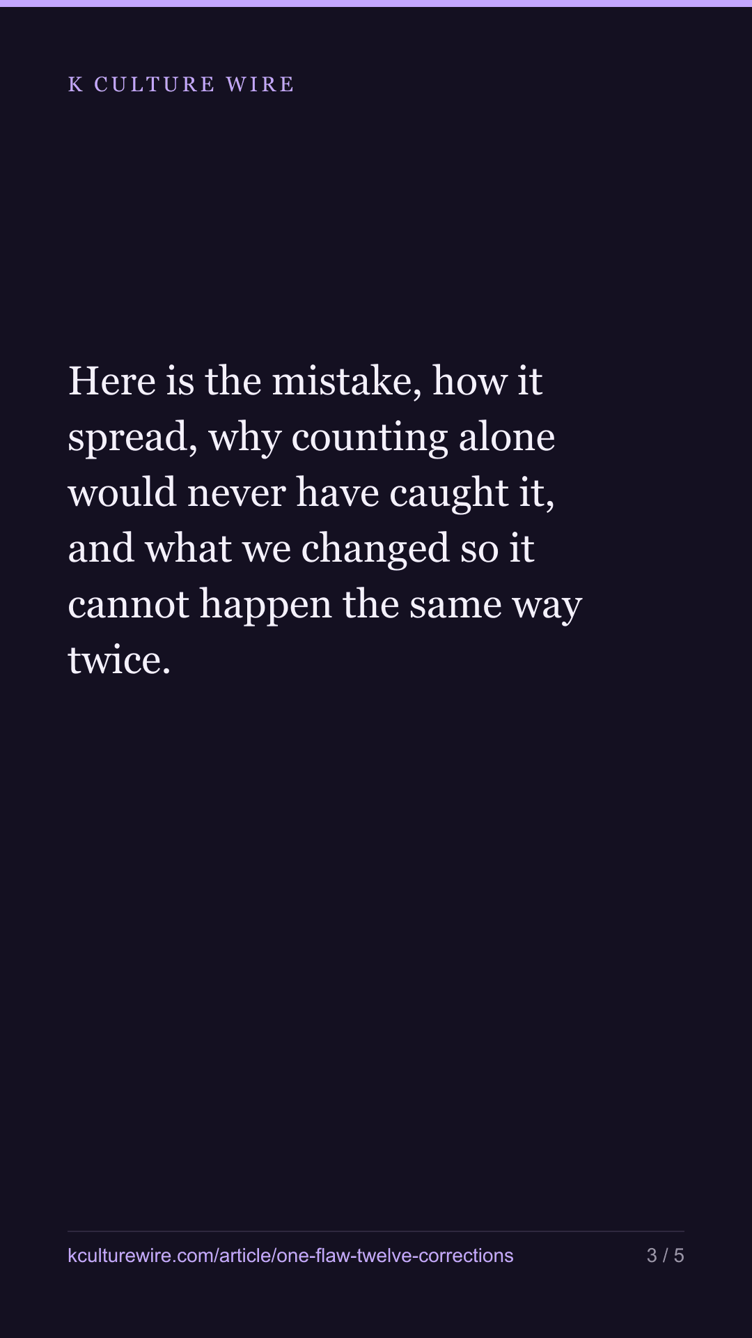 One flaw put wrong figures on seven pages and four articles — tall card 3 of 5
