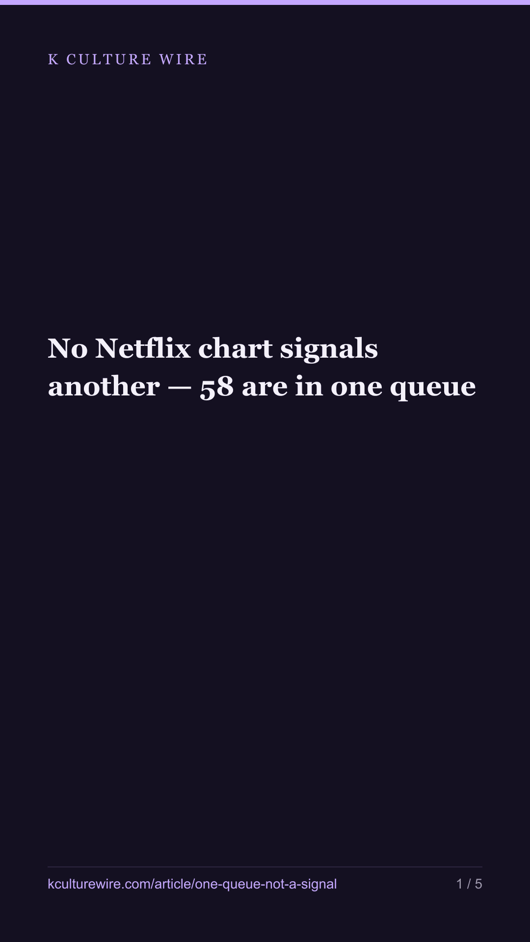 No Netflix chart signals another — 58 are in one queue — tall card 1 of 5