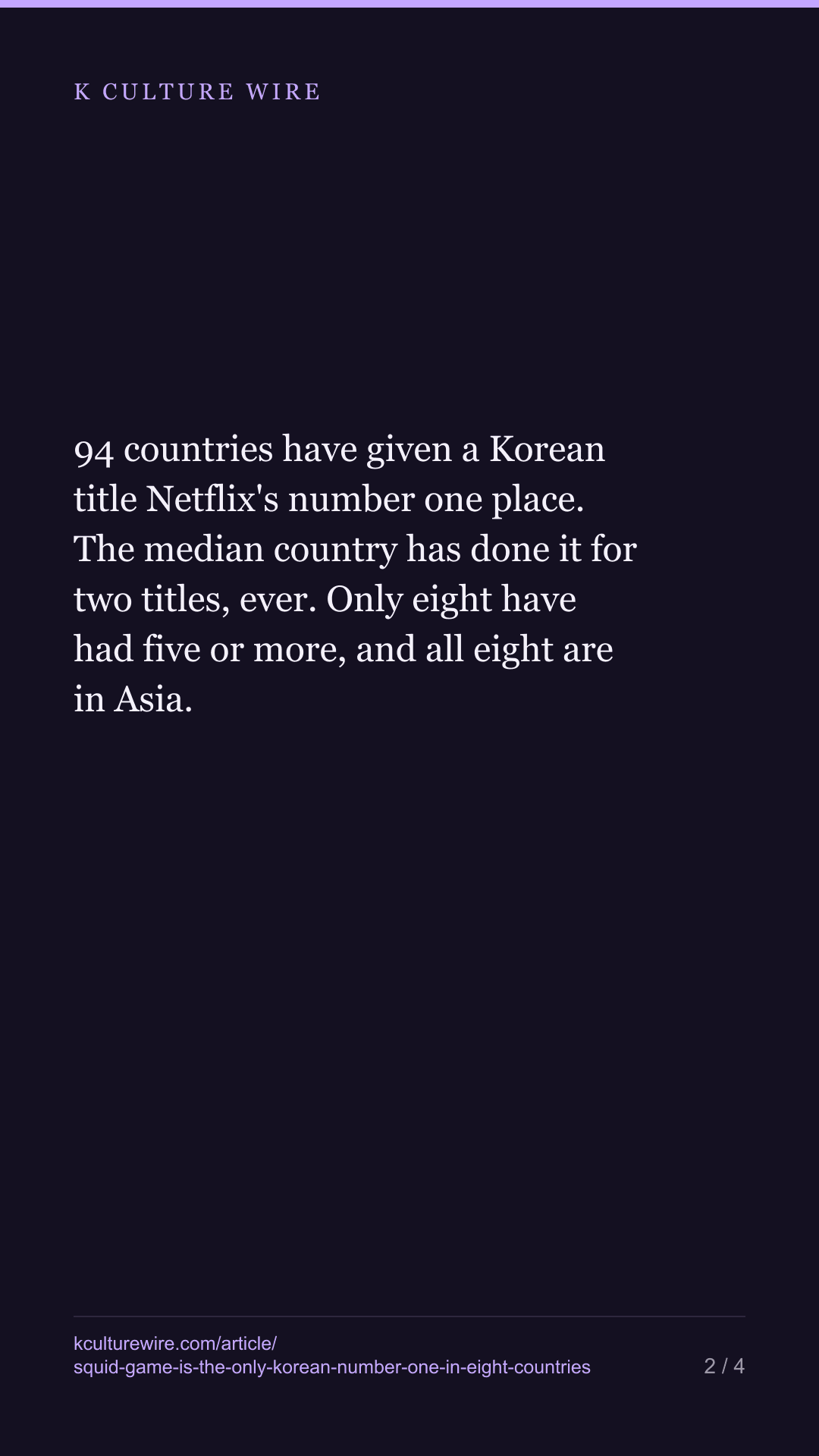Squid Game is the only Korean number one 8 countries had — tall card 2 of 4