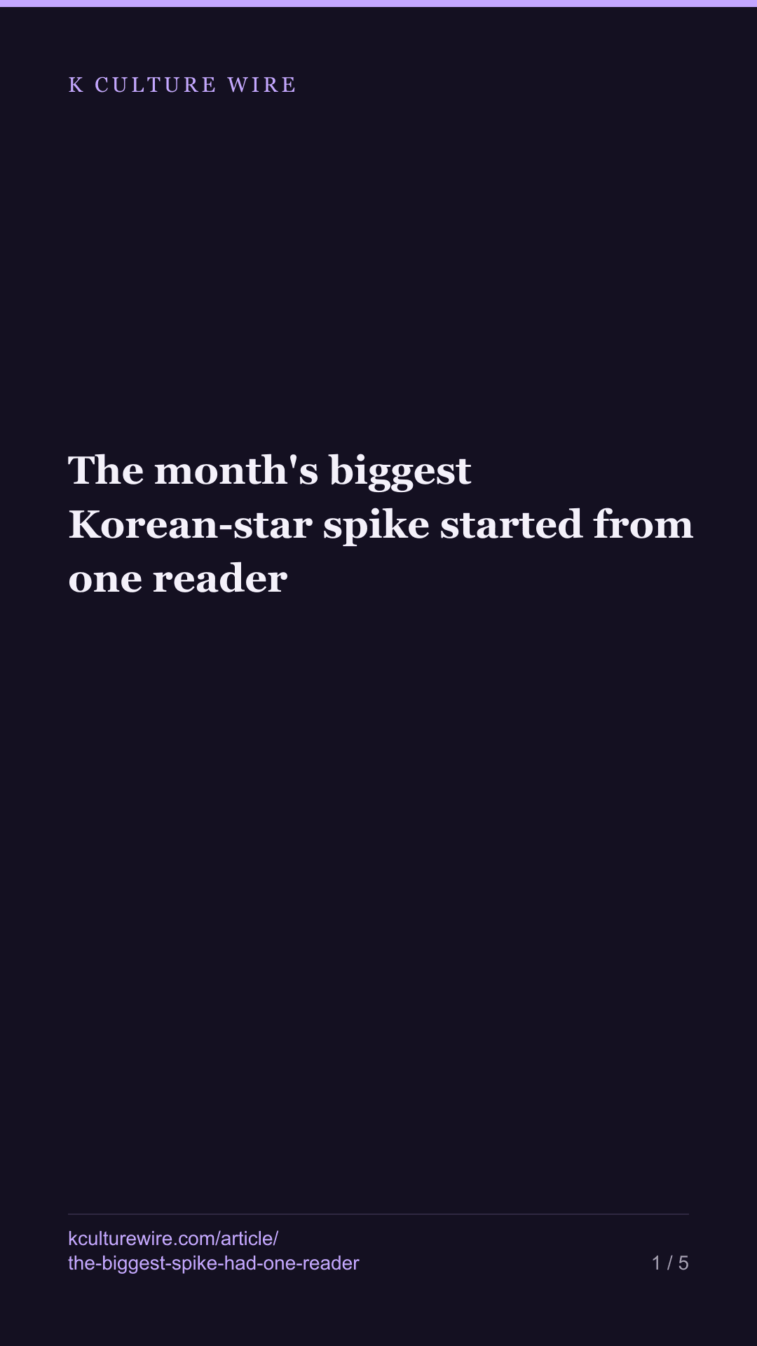 The month's biggest Korean-star spike started from one reader — tall card 1 of 5
