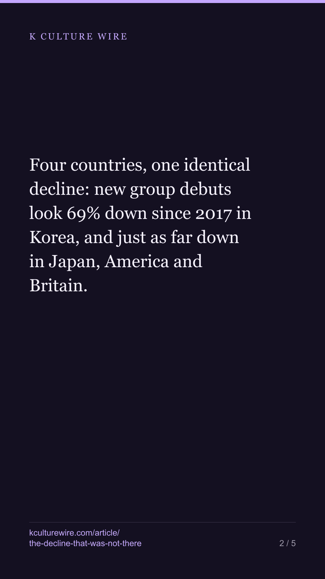 New K-pop groups look 69% down. So does every other kind — tall card 2 of 5