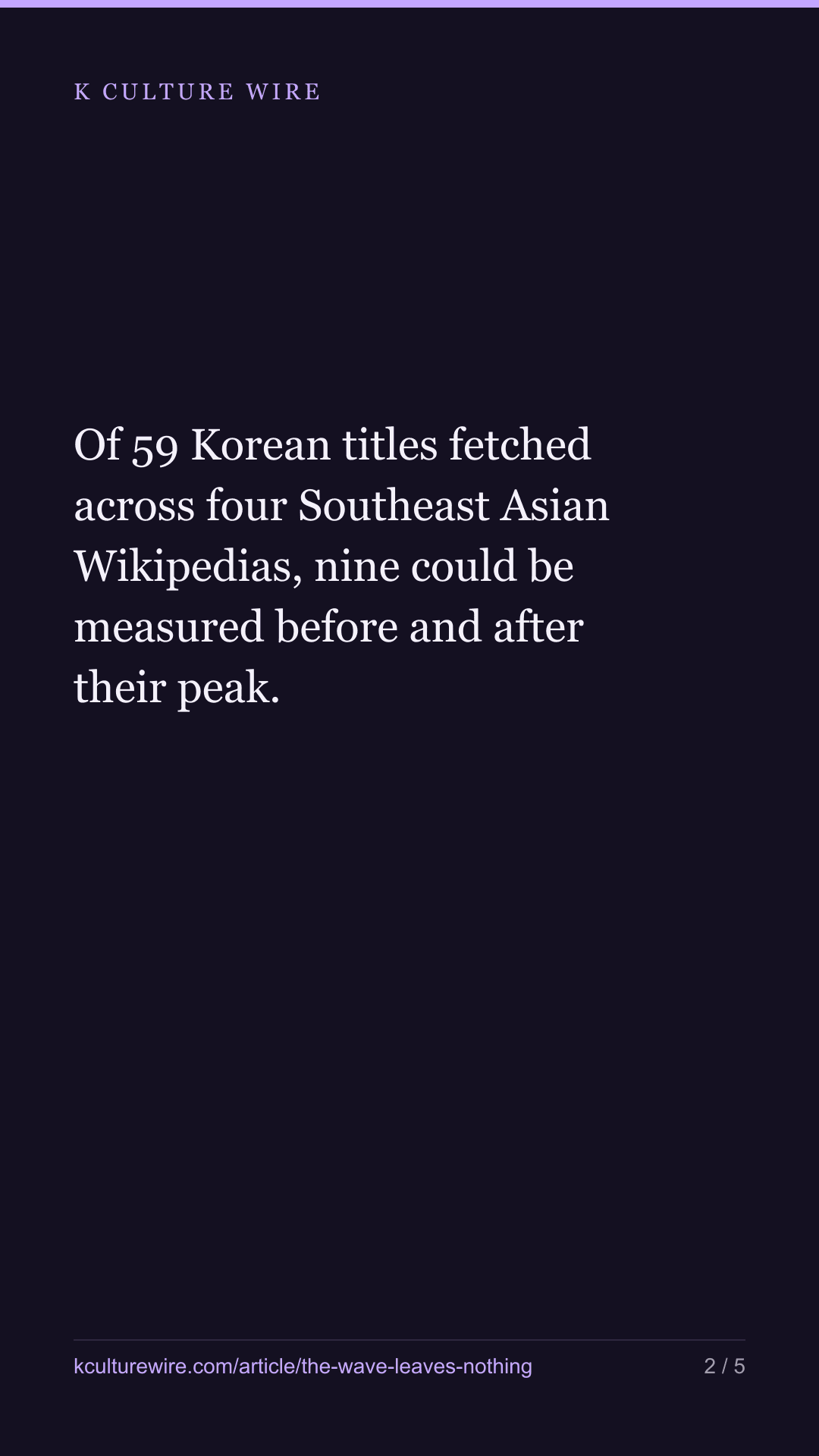 You cannot ask what a Korean hit leaves behind — tall card 2 of 5