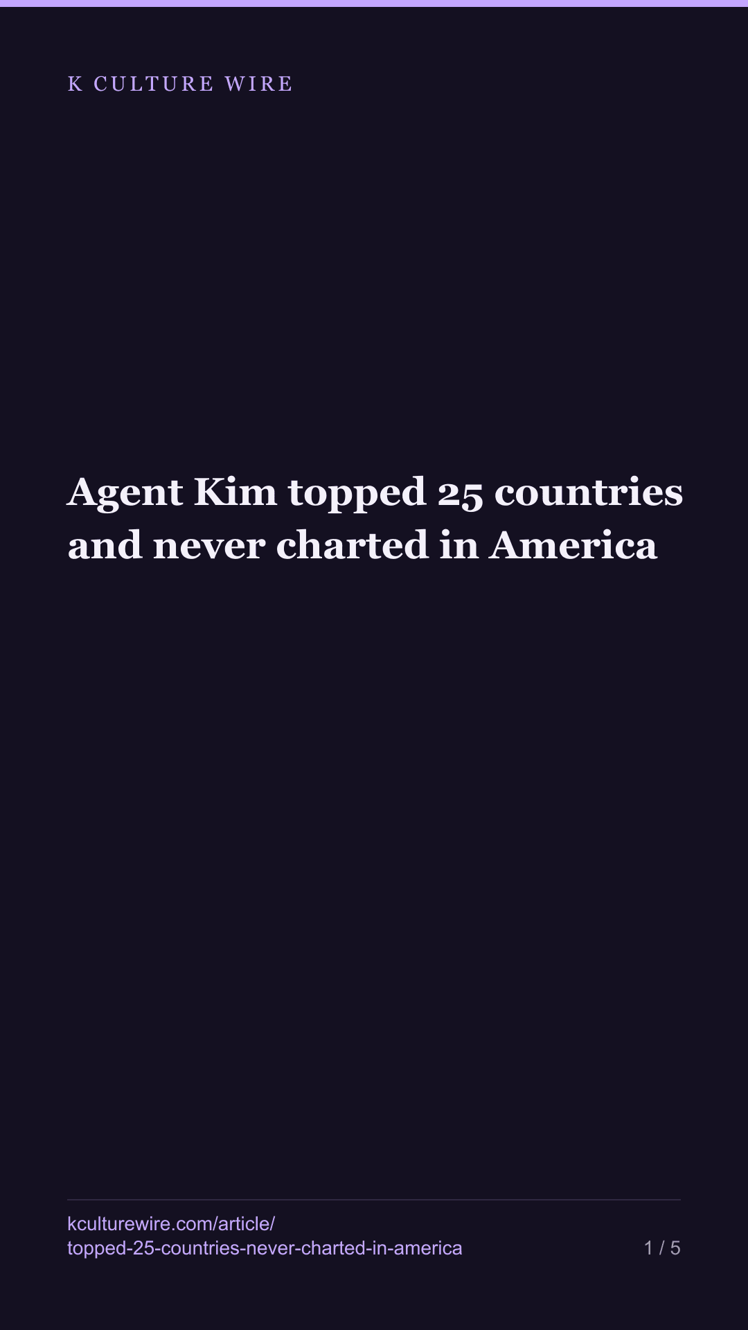 Agent Kim topped 25 countries and never charted in America — tall card 1 of 5