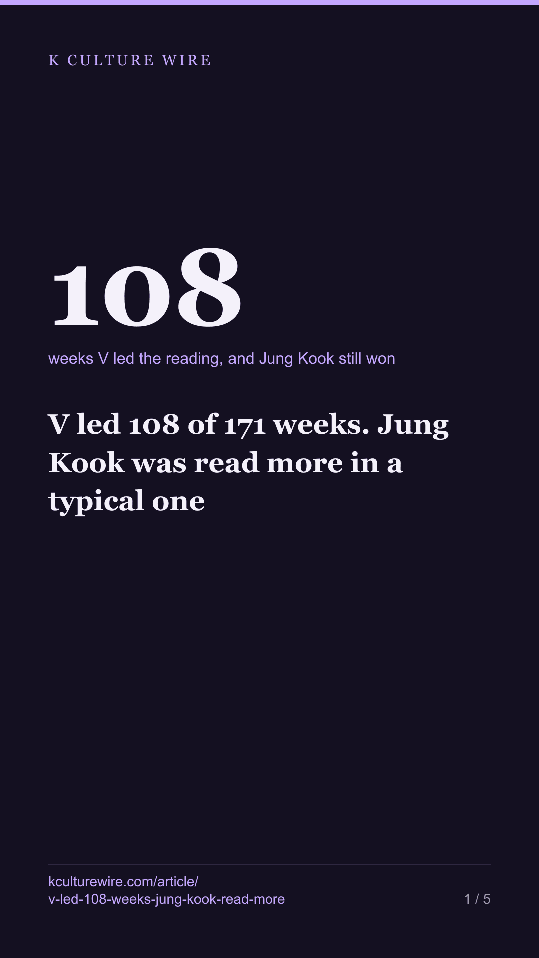 V led 108 of 171 weeks. Jung Kook was read more in a typical one — tall card 1 of 5
