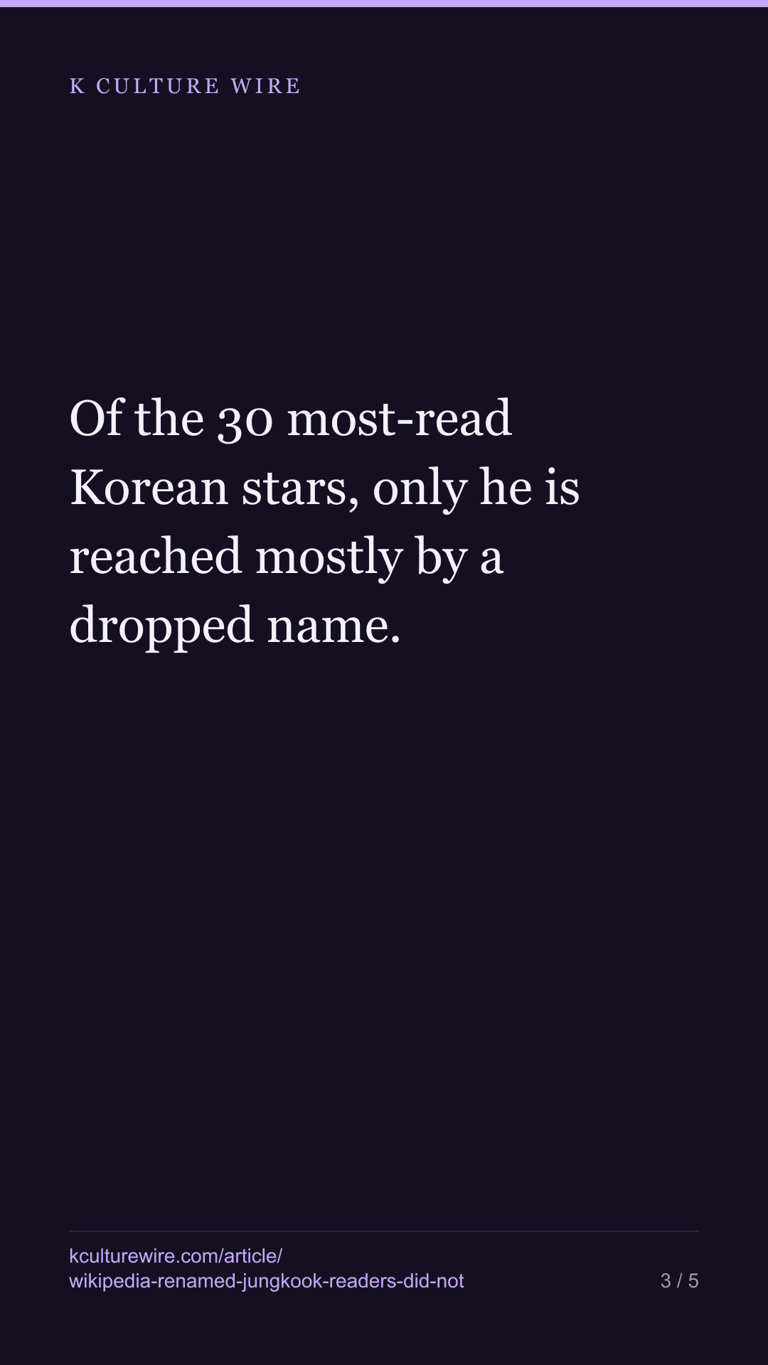 Wikipedia renamed Jungkook. 72% still arrive at the old name — tall card 3 of 5
